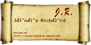 Jónás Richárd névjegykártya